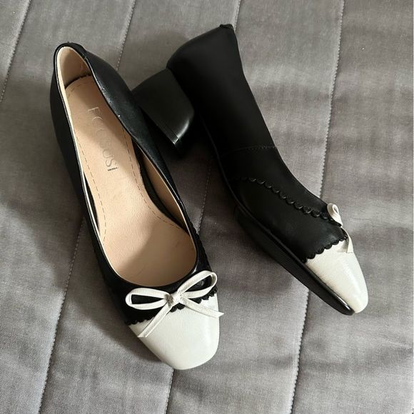 Ecosusi • Square Toe Vintage Pumps with‎ Bow - Picture 3 of 8